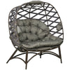 Outsunny 2 Seater Egg Chair Outdoor, Folding Weave Garden Furniture Chair with Cushion, Cup Pockets - Sand Brown