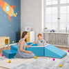 3-Piece Baby Foam Climbing Blocks Set with Ball Pit and Balls-Blue