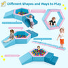 3-Piece Baby Foam Climbing Blocks Set with Ball Pit and Balls-Blue