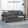 HOMCOM 196cm 3 Seater Sofa, Fabric Sofa with Rubber Wood Legs, Nailhead Trim, 2 Pillows, Small Upholstered Couch Settee for Living Room, Guest Room, Grey