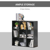 HOMCOM 3-tier 9 Cubes Storage Unit Particle Board Cupboard Bookcase Organiser Home Office Shelves, Black