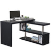 HOMCOM L Shaped Desk with 360Â° Rotating Storage Shelves, Corner Computer Desk, Space Saving Study Table for Home Office, Black