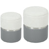 HOMCOM Nesting Round Ottoman with Storage Set of 2 - Cream/Grey