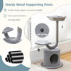 3-Tier Cat Tree with Raper Rope Covered Scratching Post-Grey