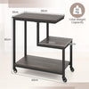 3-Tier Small Sofa Couch Side Table with Lockable Casters for Living Room-Grey