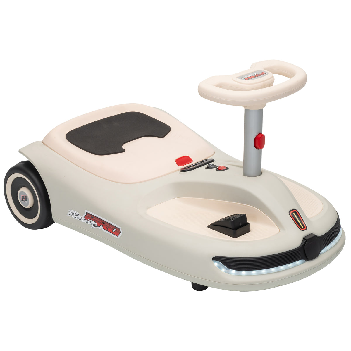 AIYAPLAY 12V Electric Wiggle Car with Pedal in White