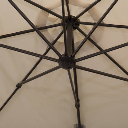 مظلة معلقة من Outsunny 3M Banana Parasol بقاعدة متقاطعة وإطار من الألومنيوم بمقبض يدوي يدور 360 درجة - بيج