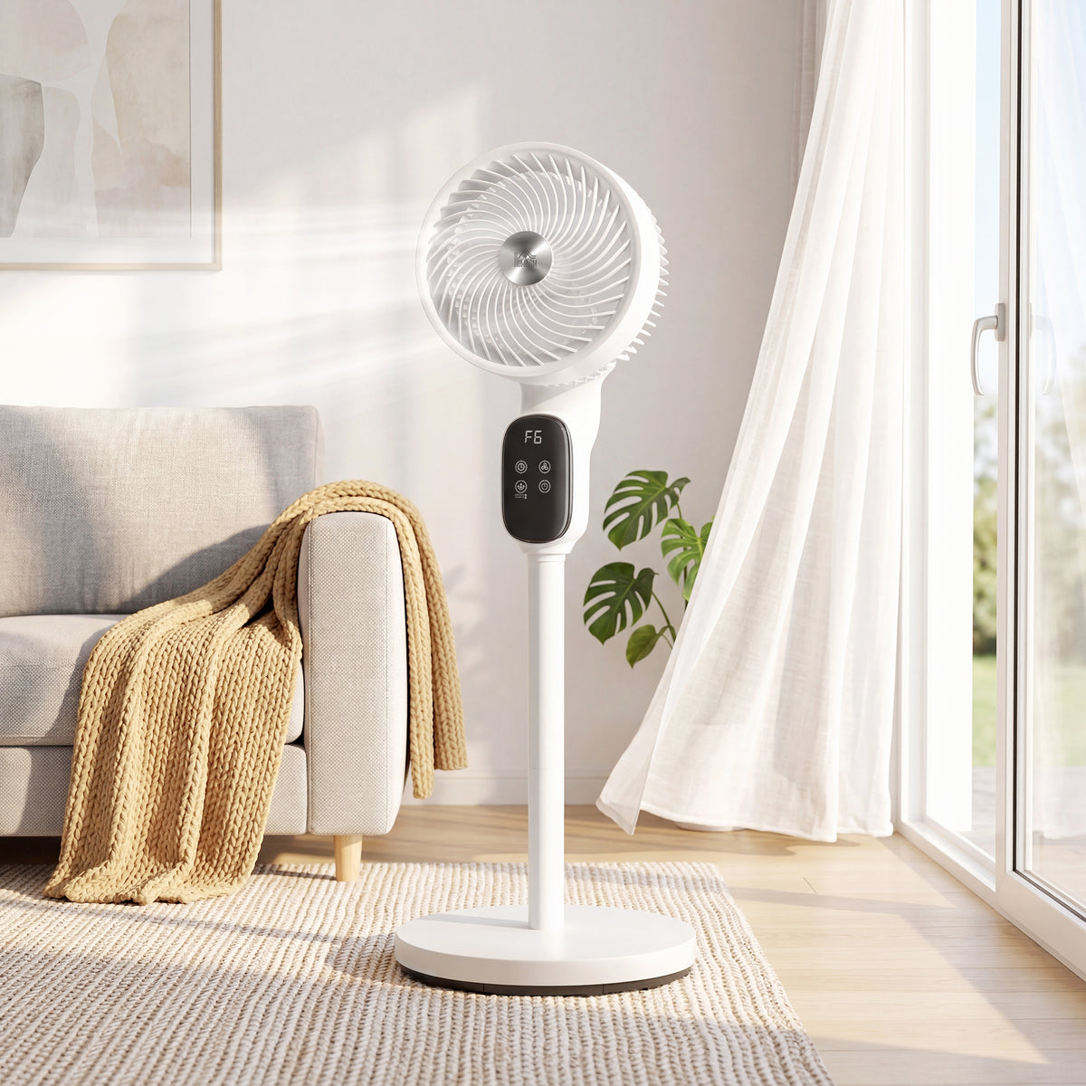 HOMCOM 20 dB Silent Standing Fan in White