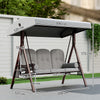 Outsunny 3 Seater Canopy Swing Chair, Outdoor Garden Swing Seat with Adjustable Canopy, Cushions and Cup Trays, Steel Frame, Light Grey
