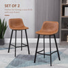HOMCOM Bar Stools Set of 2, PU Leather Dining Stools with Backrest, Footrest, for Kitchen, Counter, Breakfast Bar, Brown