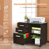 3-Drawer File Cabinet with Hanging Bars for Letter Size Documents-Coffee