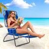 3-IN-1 Foldable Beach Chair Lay-Flat Tanning Chair with Face Hole-Navy