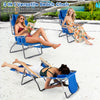 3-IN-1 Foldable Beach Chair Lay-Flat Tanning Chair with Face Hole-Navy
