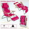3-IN-1 Foldable Beach Chair Lay-Flat Tanning Chair with Face Hole-Pink