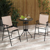 3 PCS Outdoor Bistro Set Patio Bar Table with 2 Folding Chairs-Beige