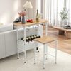 3 Piece Counter Height Table Set Oval Dining Table and 2 Stools-Natural