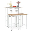 3 Piece Counter Height Table Set Oval Dining Table and 2 Stools-Natural