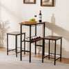 3 Piece Counter Height Table Set Oval Dining Table and 2 Stools-Rustic Brown