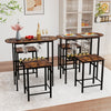 3 Piece Counter Height Table Set Oval Dining Table and 2 Stools-Rustic Brown