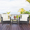 3 Pieces Garden Furniture Set with 2-Tier Tempered Glass Coffee Table