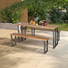 3 Pieces Outdoor Acacia Wood Dining Set with 4.5 cm Umbrella Hole