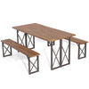 3 Pieces Outdoor Acacia Wood Dining Set with 4.5 cm Umbrella Hole