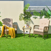 3 Piece Outdoor Rocking Chair Set with Cozy Cushions and Pillow-Beige