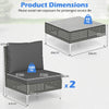 3 Pieces PE Rattan Conversation Chairs with Tempered Glass Coffee Table for Garden Porch-Grey