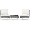 3 Pieces PE Rattan Conversation Chairs with Tempered Glass Coffee Table for Garden Porch-White