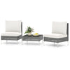 3 Pieces PE Rattan Conversation Chairs with Tempered Glass Coffee Table for Garden Porch-White