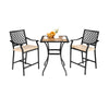 3 Pieces Patio Bar Set with High-Density Seat Cushions