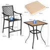 3 Pieces Patio Bar Set with High-Density Seat Cushions