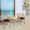 3 Pieces Patio Bistro Set with White Fabric Replacements-Black