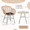 3 Pieces Patio Bistro Set with White Fabric Replacements-Black