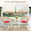 3 Pieces Patio Bistro Set with White Fabric Replacements-Red
