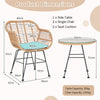 3 Pieces Patio Bistro Set with White Fabric Replacements-Turquoise