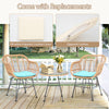 3 Pieces Patio Bistro Set with White Fabric Replacements-Turquoise