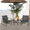 3 Pieces Patio Conversation Set with Breathable Fabric and Tempered Glass Tabletop-Black