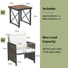 3 Pieces Patio Rattan Bistro Set with Acacia Wood Tabletop-White