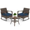 3 Pieces Rocking Bistro Set with Cushions for Porch-Navy