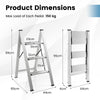 3 Step Folding Ladder with Wide Anti-Slip Pedal-Silver