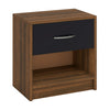 3-Tier Nightstand with Drawer and Open Storage Shelf for Small Spaces-Black & Brown