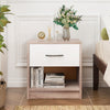 3-Tier Nightstand with Drawer and Open Storage Shelf for Small Spaces-Natural & White
