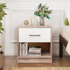 3-Tier Nightstand with Drawer and Open Storage Shelf for Small Spaces-Oak