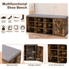 3-Tier Entryway Shoe Storage Bench with Padded Cushion-Rustic Brown
