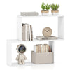 3-Tier Geometric Bookshelf Freestanding Wooden Bookcase with 2 Cubic Compartments-White