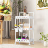 3-Tier Rolling Storage Cart with 2 Hanging Cups and 4 Hooks-White