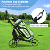 3 Wheel Golf Push Pull Cart with Adjustable Height Handle-Green