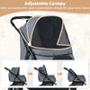 3-Wheel Pet Stroller for Small and Medium Dogs with All-Terrain Wheels-Grey