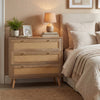 3-Drawer Rattan Dresser Boho Wooden Nightstand with 3 Drawers-Natural